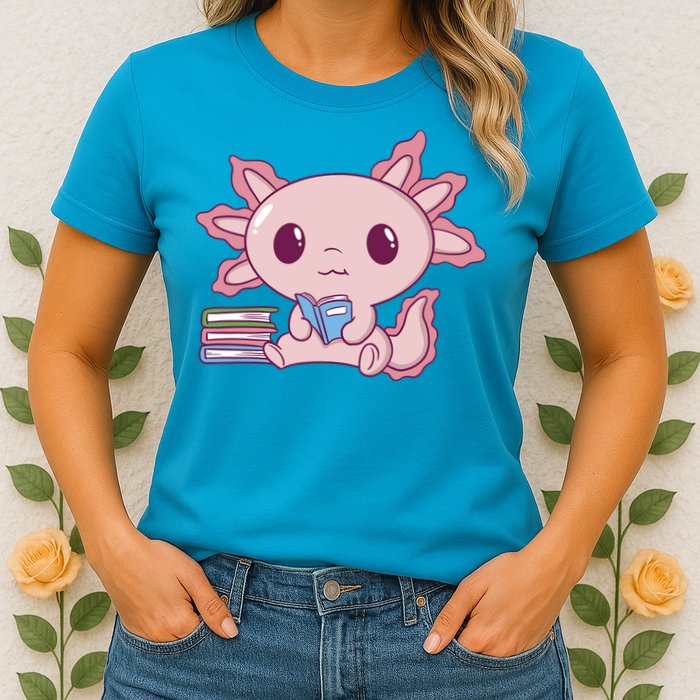 Axolotl Reading Womens T-Shirt