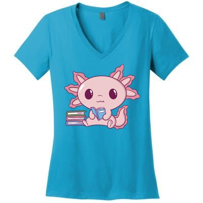 Axolotl Reading Women's V-Neck T-Shirt