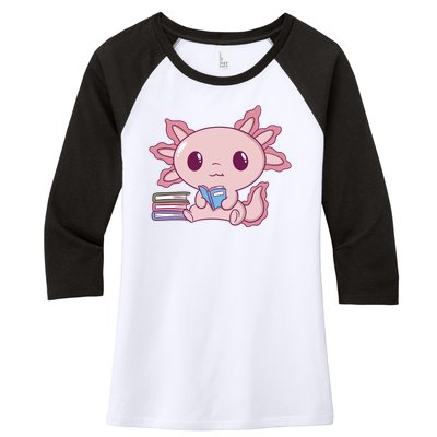 Axolotl Reading Women's Tri-Blend 3/4-Sleeve Raglan Shirt