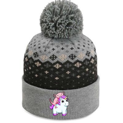 Axolotl Riding A Unicorn Funny Cute The Baniff Cuffed Pom Beanie