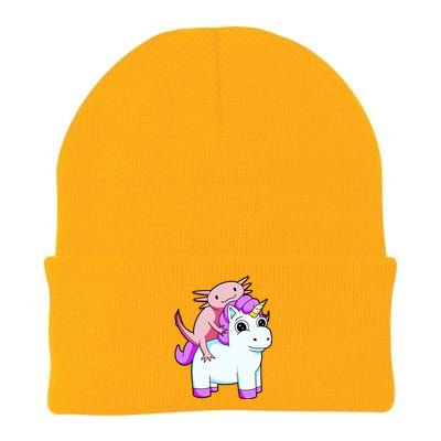 Axolotl Riding A Unicorn Funny Cute Knit Cap Winter Beanie