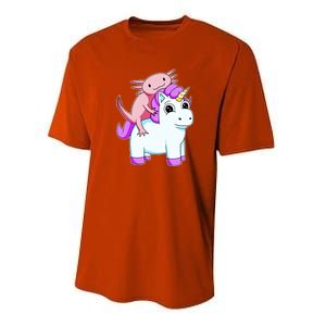 Axolotl Riding A Unicorn Funny Cute Performance Sprint T-Shirt