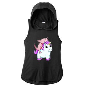 Axolotl Riding A Unicorn Funny Cute Ladies PosiCharge Tri-Blend Wicking Draft Hoodie Tank