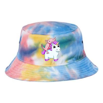 Axolotl Riding A Unicorn Funny Cute Tie Dye Newport Bucket Hat