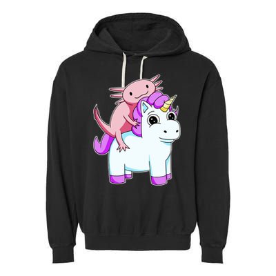 Axolotl Riding A Unicorn Funny Cute Garment-Dyed Fleece Hoodie