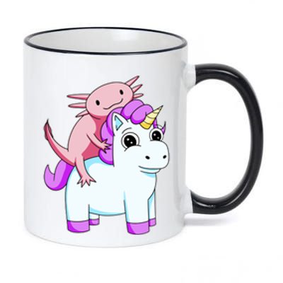 Axolotl Riding A Unicorn Funny Cute 11oz Black Color Changing Mug