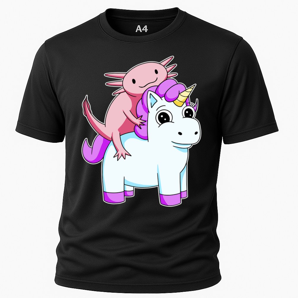 Axolotl Riding A Unicorn Funny Cute Performance Shirt