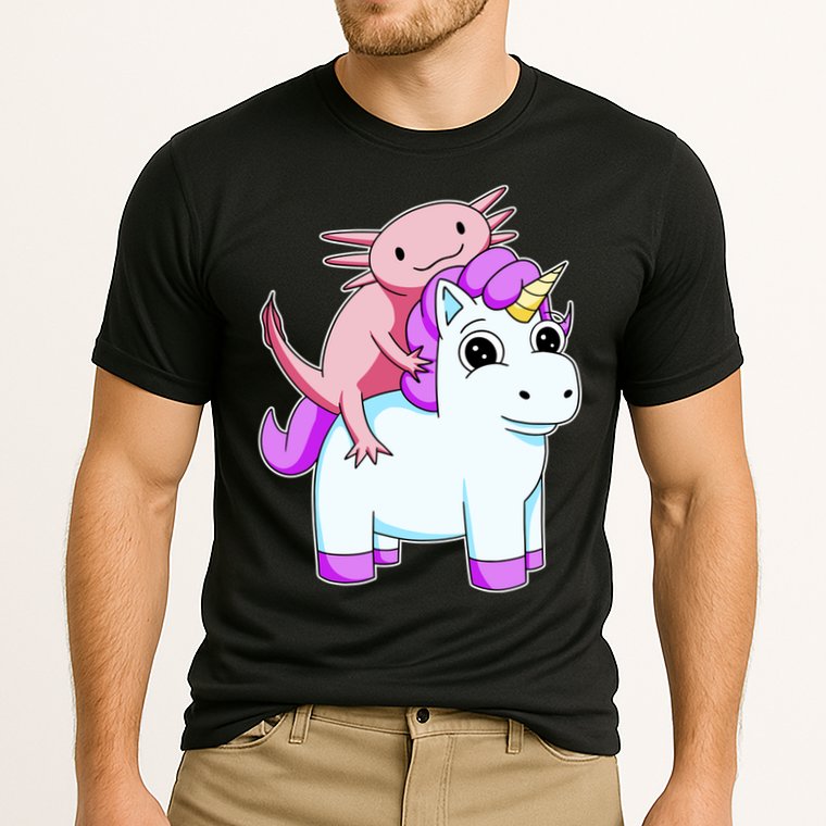 Axolotl Riding A Unicorn Funny Cute Performance Shirt