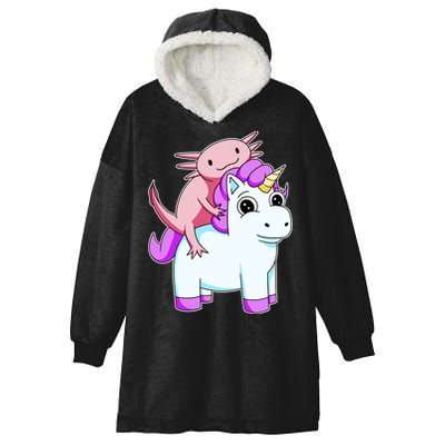 Axolotl Riding A Unicorn Funny Cute Hooded Wearable Blanket