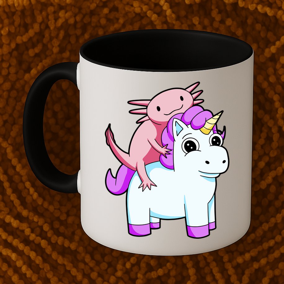 Axolotl Riding A Unicorn Funny Cute Mug