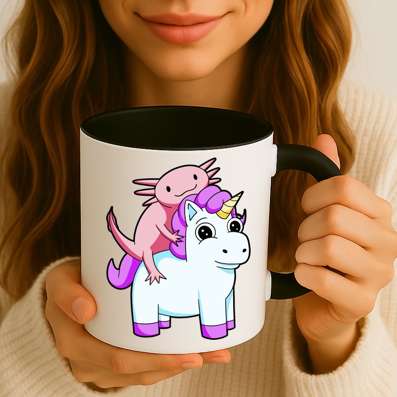 Axolotl Riding A Unicorn Funny Cute Mug