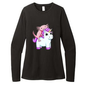 Axolotl Riding A Unicorn Funny Cute Womens CVC Long Sleeve Shirt