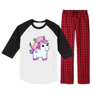 Axolotl Riding A Unicorn Funny Cute Raglan Sleeve Pajama Set