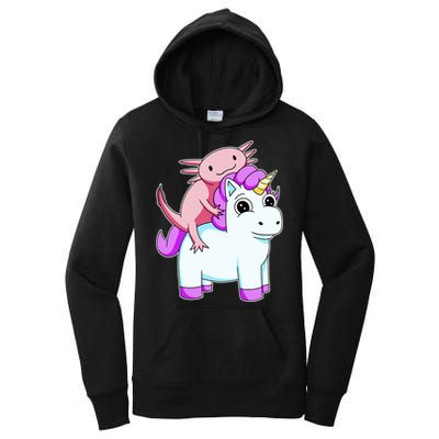 Axolotl Riding A Unicorn Funny Cute Women's Pullover Hoodie