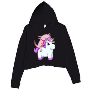 Axolotl Riding A Unicorn Funny Cute Crop Fleece Hoodie