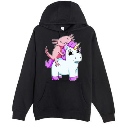 Axolotl Riding A Unicorn Funny Cute Premium Pullover Hoodie
