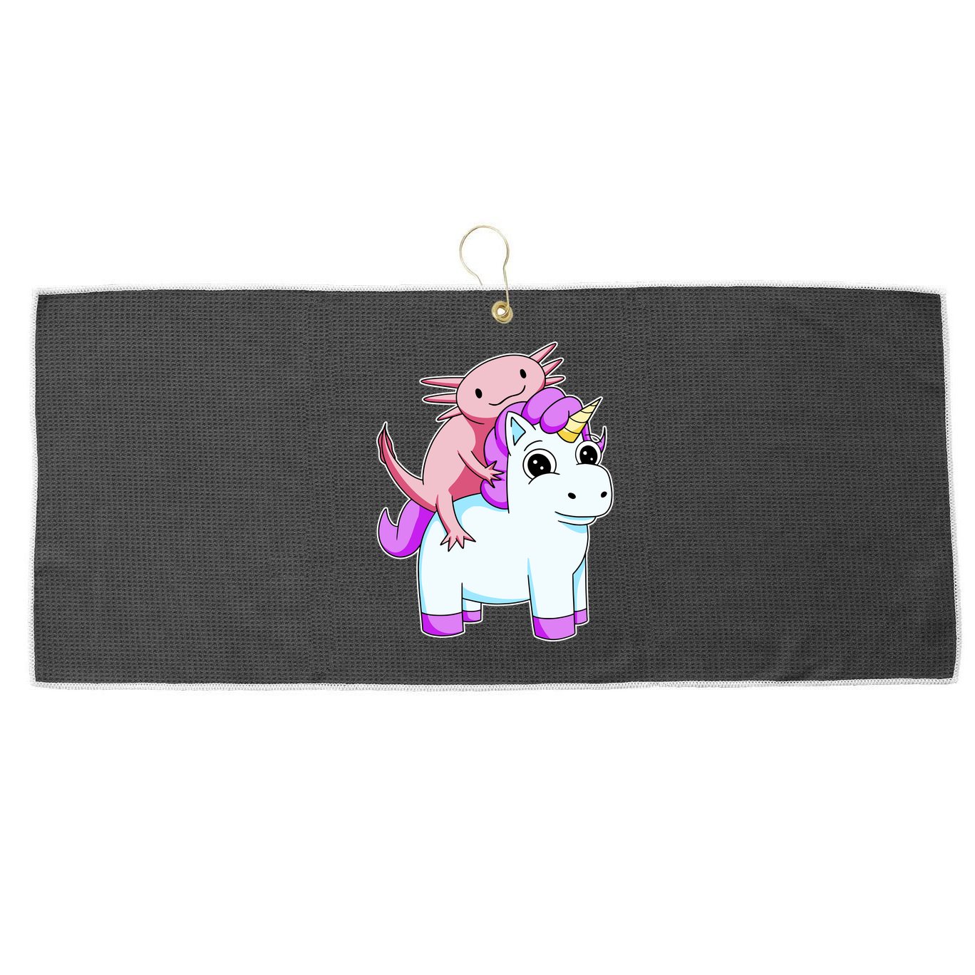Axolotl Riding A Unicorn Funny Cute Large Microfiber Waffle Golf Towel