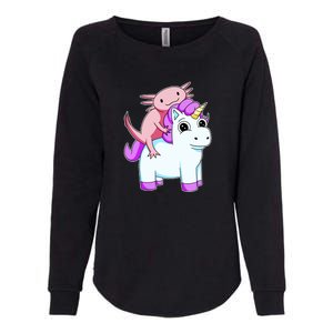 Axolotl Riding A Unicorn Funny Cute Womens California Wash Sweatshirt