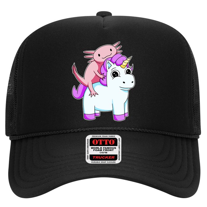 Axolotl Riding A Unicorn Funny Cute Trucker Hat