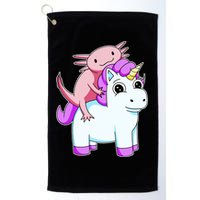 Axolotl Riding A Unicorn Funny Cute Golf Towel