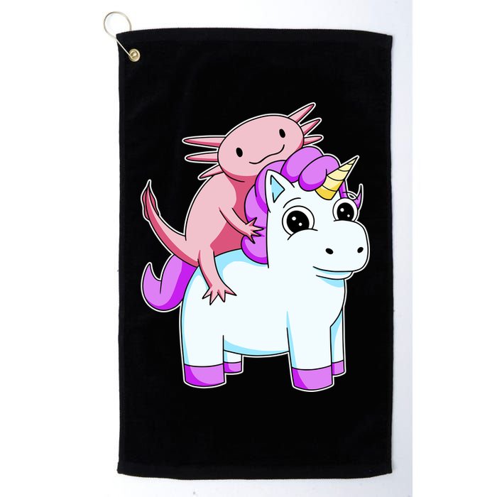 Axolotl Riding A Unicorn Funny Cute Golf Towel