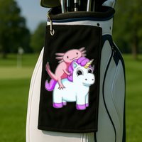 Axolotl Riding A Unicorn Funny Cute Golf Towel