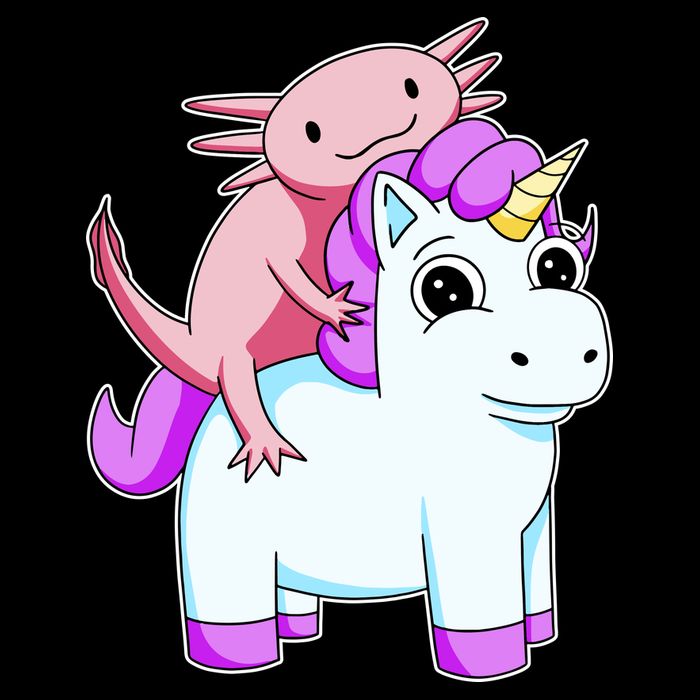 Axolotl Riding A Unicorn Funny Cute Cropped Pullover Crew