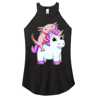 Axolotl Riding A Unicorn Funny Cute Women's Perfect Tri Rocker Tank
