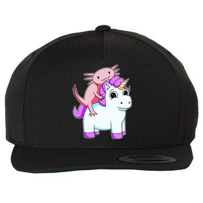 Axolotl Riding A Unicorn Funny Cute Wool Snapback Cap