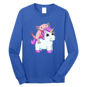 Axolotl Riding A Unicorn Funny Cute Long Sleeve Shirt