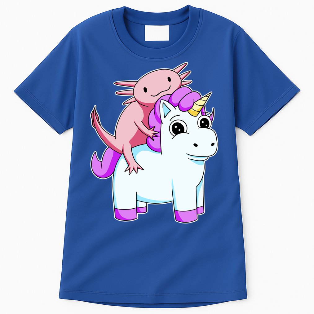 Axolotl Riding A Unicorn Funny Cute Tall T-Shirt