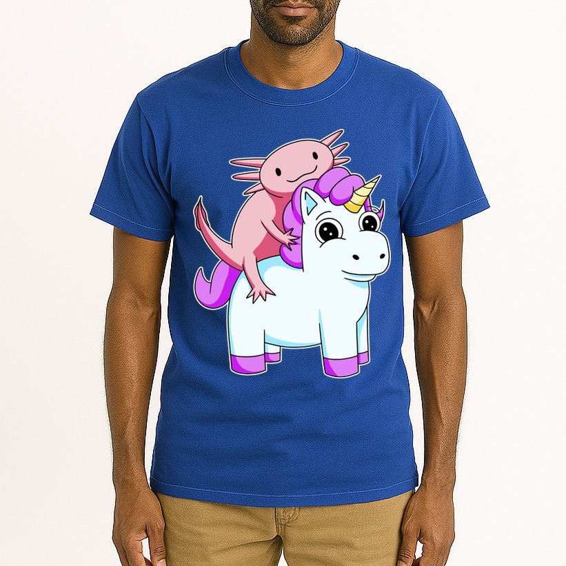 Axolotl Riding A Unicorn Funny Cute Tall T-Shirt