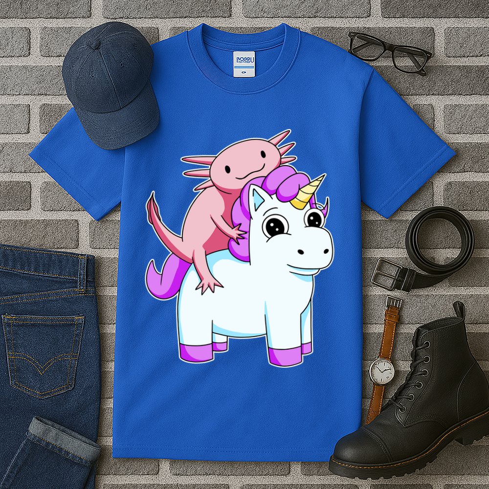 Axolotl Riding A Unicorn Funny Cute Tall T-Shirt