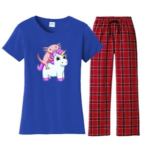 Axolotl Riding A Unicorn Funny Cute Women's Flannel Pajama Set