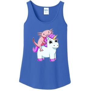 Axolotl Riding A Unicorn Funny Cute Ladies Essential Tank