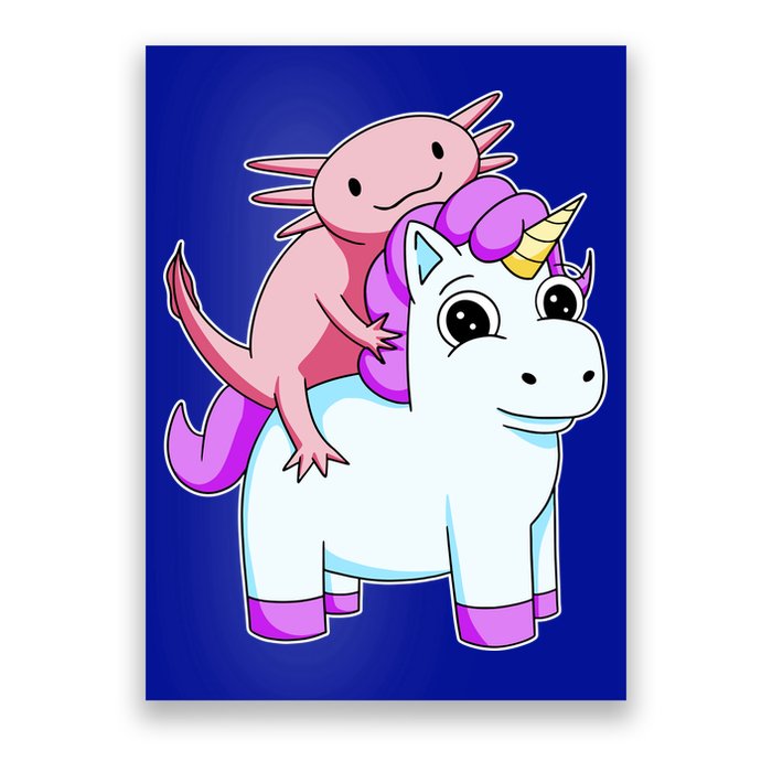 Axolotl Riding A Unicorn Funny Cute Poster