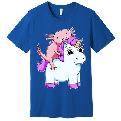 Axolotl Riding A Unicorn Funny Cute Premium T-Shirt