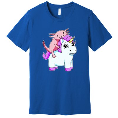 Axolotl Riding A Unicorn Funny Cute Premium T-Shirt