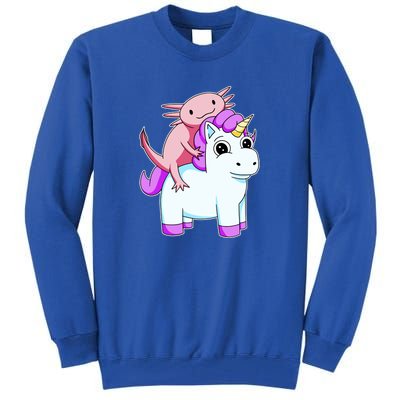 Axolotl Riding A Unicorn Funny Cute Tall Sweatshirt