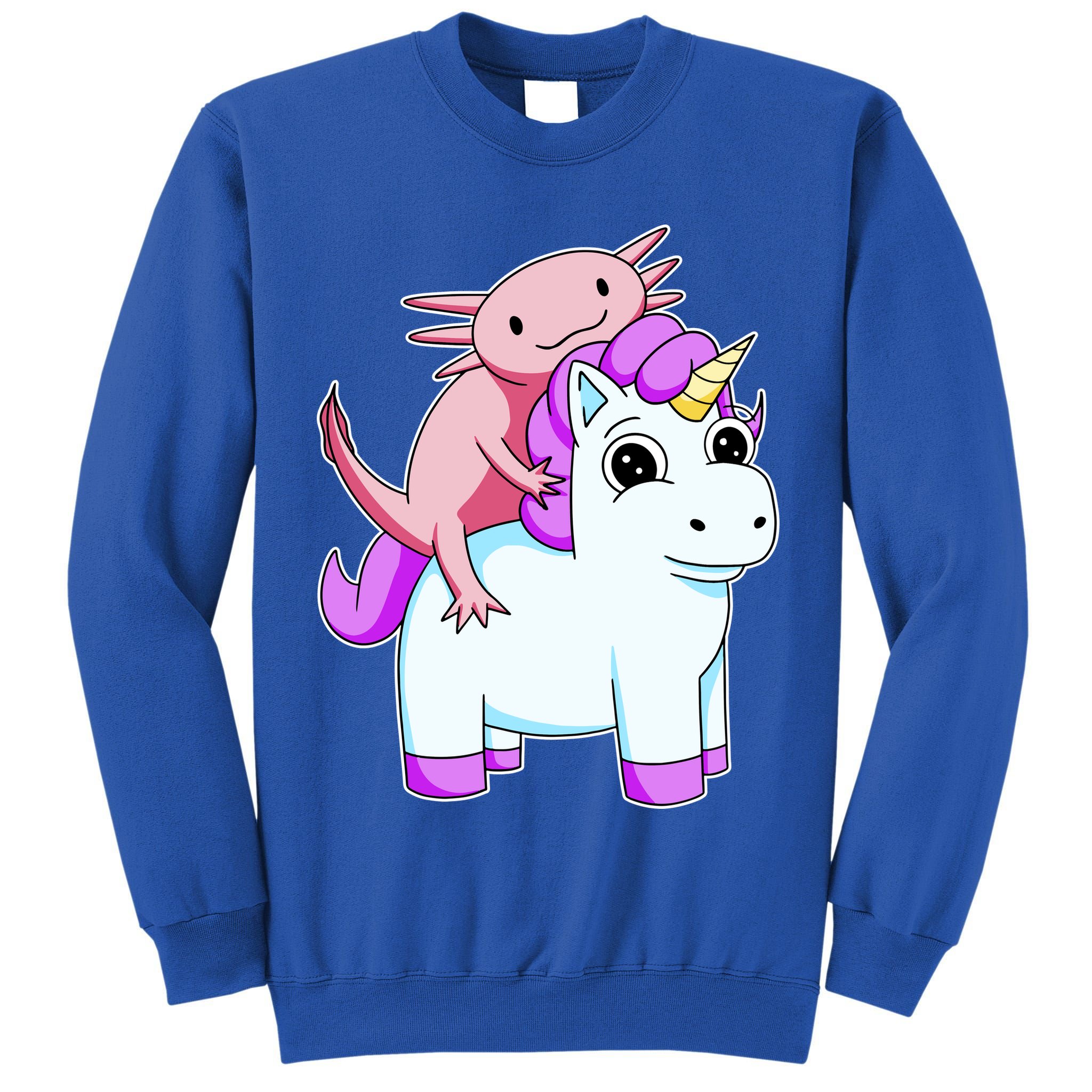 Axolotl Riding A Unicorn Funny Cute Tall Sweatshirt