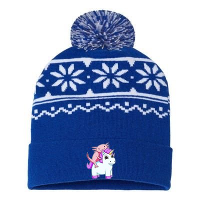 Axolotl Riding A Unicorn Funny Cute USA-Made Snowflake Beanie