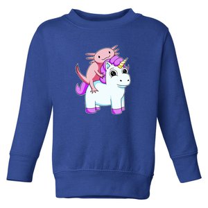 Axolotl Riding A Unicorn Funny Cute Toddler Sweatshirt