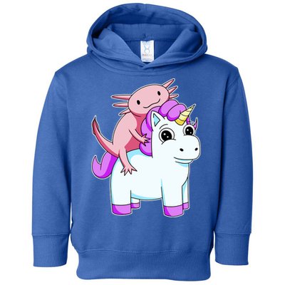 Axolotl Riding A Unicorn Funny Cute Toddler Hoodie