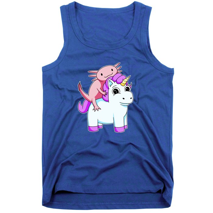 Axolotl Riding A Unicorn Funny Cute Tank Top