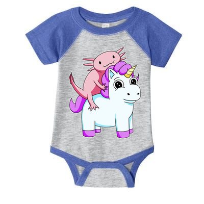 Axolotl Riding A Unicorn Funny Cute Infant Baby Jersey Bodysuit