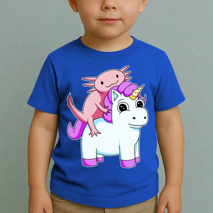 Axolotl Riding A Unicorn Funny Cute Toddler T-Shirt