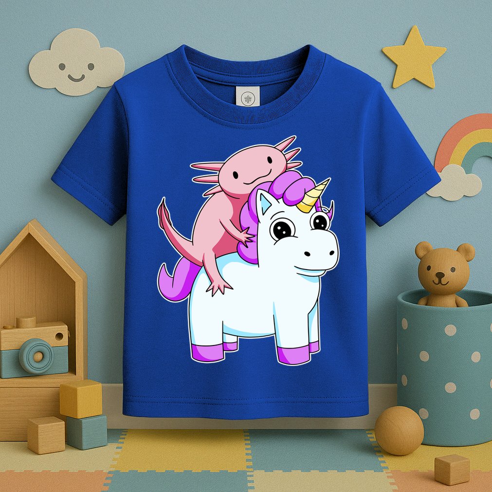 Axolotl Riding A Unicorn Funny Cute Toddler T-Shirt