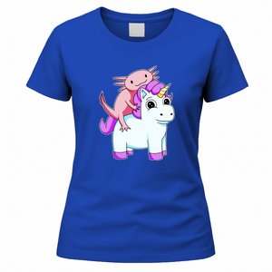 Axolotl Riding A Unicorn Funny Cute Women's T-Shirt