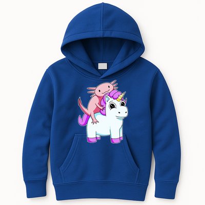 Axolotl Riding A Unicorn Funny Cute Kids Hoodie