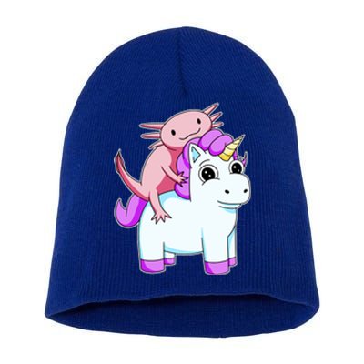 Axolotl Riding A Unicorn Funny Cute Short Acrylic Beanie